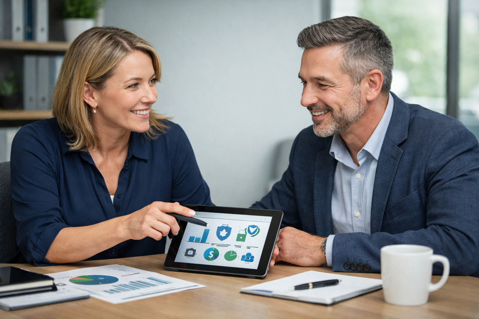 Benefits broker helping employer plan employee benefits for 2026